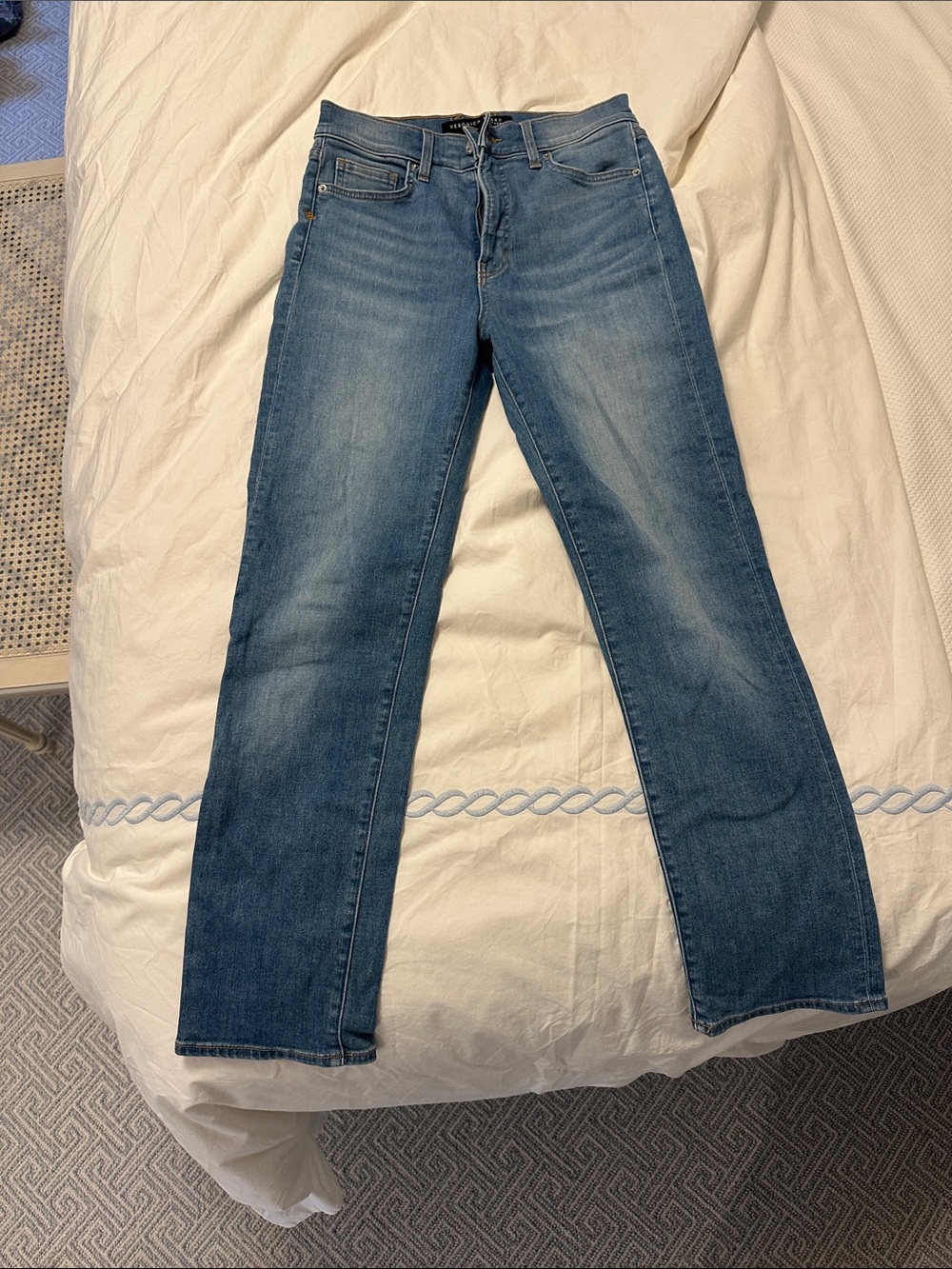 Veronica Beard Medium Blue Ryleigh Straight-Leg high rise Jeans